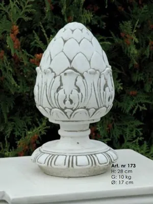 Produktbild von Casa Padrino Jugendstil Deko Tannenzapfen mit Sockel Grau Ø 17 x H. 28 cm - Runder Deko Stein Zapfen - Barock & Jugendstil Garten Deko Accessoires