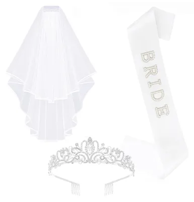 Braut-Accessoire-Set: Schleier, Krone & Schärpe