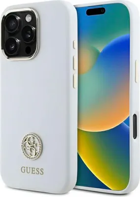 Image de Guess Guhcp16Lm4Dgph Iphone 16 Pro 6.3 Blanc/Blanc Hardcase Silicone Logo Strass 4G