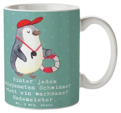 Produktbild von Mr. & Mrs. Panda Pott Bademeister schützend - Meeresbrise - Geschenk, Badegäste, Wasserqualität, Wachsamkeit, Trinkbecher, Kaffeebecher, Berufe, Beruf, Kaffeetasse, Tasse