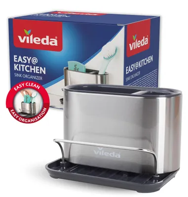 Produktbild von vileda Spülbecken Organizer Edelstahl mit Schwammhalterung - Praktischer Halter