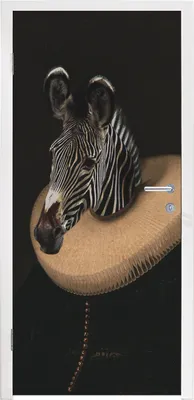 Produktbild von MuchoWow® Türtapete Selbstklebende Türfolie Zebra - Halsband - Kunst 90x235 cm Türposter Türaufkleber Klebefolie Türklebefolie - XXL-Plakaten - Foster für Türen - Aufkleber