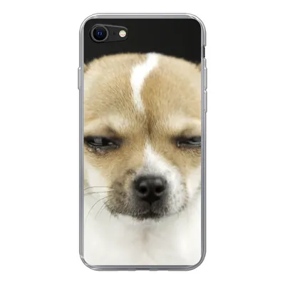 Produktbild von MuchoWow® Handyhülle Schutzhülle Hülle für iPhone SE 2020 Weinender Hund auf schwarzem Hintergrund Silikon Softcase Handy Hülle
