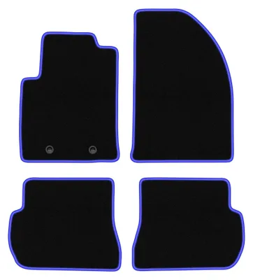 Produktbild von Velours-Fußmatten für Ford Fiesta MK6 2002-2010 (Schrägheck) – 4-tlg, Schwarz/Blau, passgenau – Wielganizator CARLUX