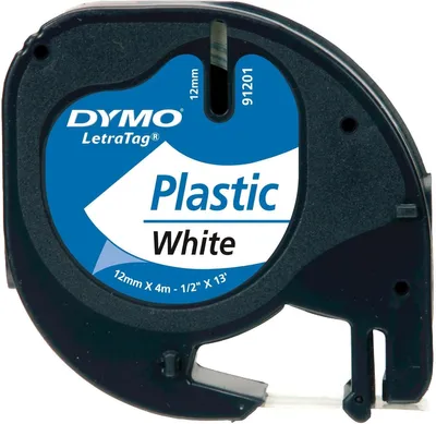 Image de Dymo - Etiquette Dymo letratag plastique 12mm blanche | 1 pièce | 10 pièces