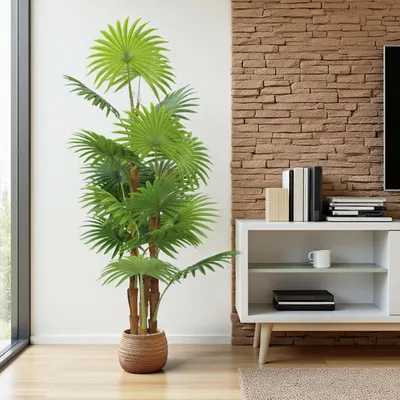Produktbild von Künstlicher Palme 160 cm im Topf Fächerpalme Kunstpflanze groß Pflanze Dekoration Kunstbaum