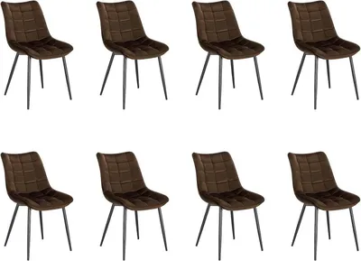 Produktbild von WOLTU 8er Set Küchenstuhl, Sitzfläche aus Samt, Metallbeine, Braun