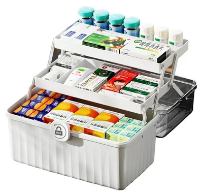 Immagine prodotto di Contenitore portatile per medicinali, a 3 scomparti, bianco, 30,5 cm