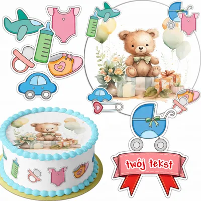 Obrázok produktu pre SADA OZDOB NA TORTU: 20 cm + 16 postavičiek - DEKORÁCIA NA OSLAVU TEHU NSTVA + MENO 15 cm, 18 cm