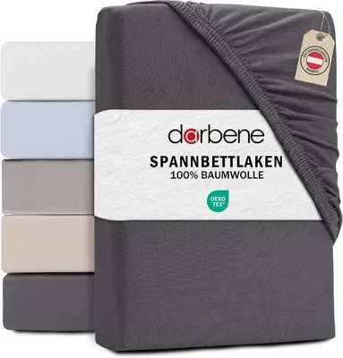 Productafbeelding van Hoeslaken, 100% Katoen, 180x200x30 cm, 1x Antraciet