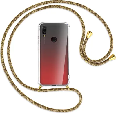 Produktbild von Handykette Backcover-Schutzhülle mit Band (Metall goldfarben) für Xiaomi Redmi 7 - braun+beige