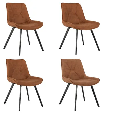 Obrázek produktu pro Jídelní židle AIORBER, sada 4 ks, ergonomická čalouněná židle s voděodolným látkovým potahem, kuchyňská židle, do kuchyně a obývacího pokoje, 53 x 61 x 85 cm, hnědá