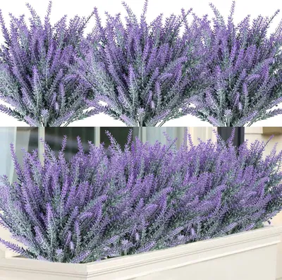 Produktbild von 12 Bündel künstliche Lavendelblumen in Lila – künstliche Kunststoffblumen für Zuhause, Hochzeit, Küche, Garten, Terrasse, Fensterkasten, Büro, Tischdekoration, Innen- und Außendekoration