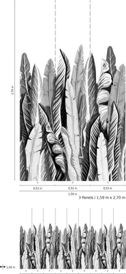Produktbild von NEWROOM Tapete Grau Vliestapete Dschungel - Wandbild Tropisch Schwarz Weiß Blätter Urwald Tapete Floral Dschungeltapete