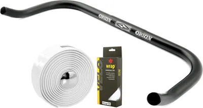 Produktbild von Bullhorn Fixie Singlespeed Lenker [Schwarz 400 mm] mit Lenkerband Weiss