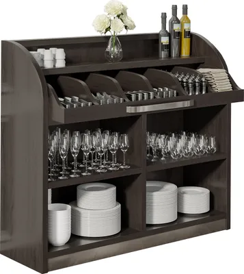 Produktbild von LEA | Besteckschrank | B110cm x H105 | Wenge-Schwarz | 2xBöden | Soft-Close | Holz Kellnerstation Schrank Kommode Servier Gastro