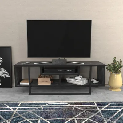 Produktbild von Skye Decor, Asal 120 - Black, Fernsehtisch, Schwarz, 100 % MELAMINBESCHICHTETE SPANPLATTEN, 120 x 35,2 x 40,2 cm