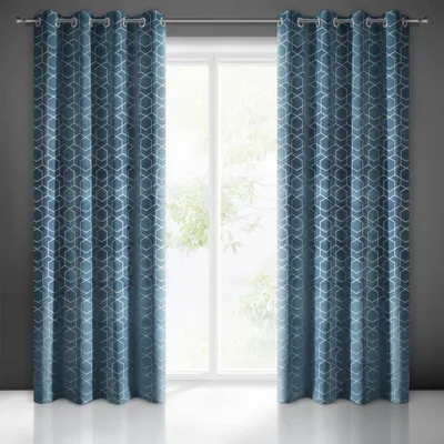 Obrázok produktu pre Dekoračný vzorovaný zamatový záves s krúžkami MANDA modrý, 135x250 cm, (cena za 1 kus) MyBestHome