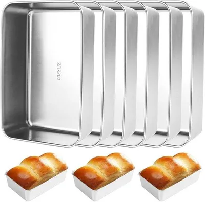 Produktbild von Set aus 6 Brotformen für Brot, Kuchen und Toast, Edelstahl, rechteckig, 22 x 14,5 x 6,3 cm