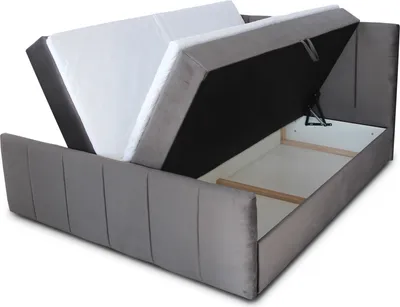 Produktbild von Boxspringbett Star Lux mit Fußteil, 2 Bettkästen und Matratzentopper - Doppelbett mit Topper, Bonell-Matratze, Polsterbett, Bett (Dunkelgrau (Kronos 22), 180 x 200 cm)