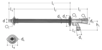 Imagen del producto de Válvula para jardín Georg Fischer, resistente a las heladas, DN15, 535 mm, PN16, cromada, 1 unidad.