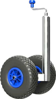 Obrázek produktu pro Dvojité opěrné kolo dvojité opěrné kolo s pneumatikami karavan 150 kg, Ø 48 mm vnější trubka