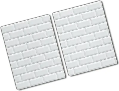 Produktbild von Tulup Glas Herdabdeckplatte - 2x40x52 cm - Glaskeramikkochfeld-Abdeckung Spritzschutz Glasabdeckplatte Kochplattenabdeckung und Schneidebrett - Zweiteilig - Sonstige - Keramikwand - Weiß