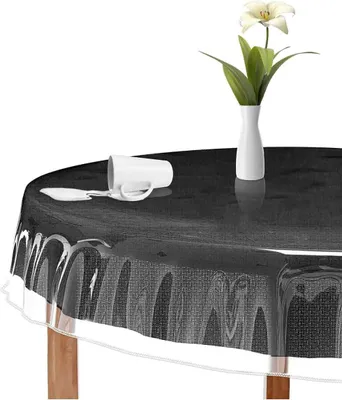 Produktbild von Transparenter PVC-Tischschutz - Abwaschbar - Rund - Rutschfest - 120 cm