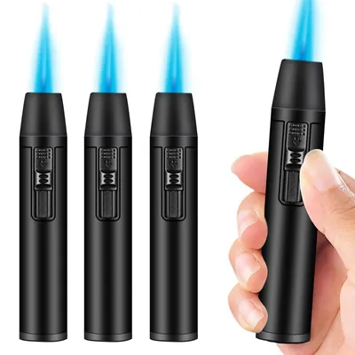 3 Stabfeuerzeuge, nachfüllbar, Jetflamme, 11 cm, für Kerzen & Grillen