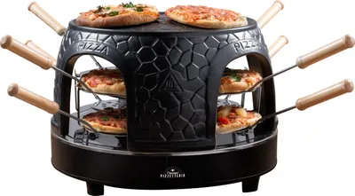 Produktbild von Bestron Pizzaofen für bis zu 8 Personen, Pizza dome für kleine Pizzen (Ø 10 cm), mit Keramik-Kuppel, ca. 12-15 Minuten Garzeit, 1150 Watt, Farbe: Schwarz