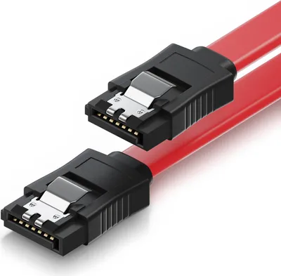 Produktbild von deleyCON 0,3m SATA 3 Datenkabel mit Clip - 2x Stecker gerade - S-ATA 6Gb/s - Rot