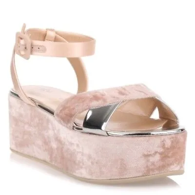 Produktbild von Giuseppe Zanotti Damen Sandaletten Sandalen Schuhe Plateau Velour Leder Riemchen Grösse 38,5