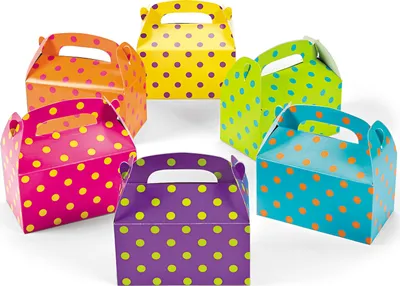 Produktbild von Geschenkboxen bunte Punkte 12 Stück 6 Farben von Palandi®