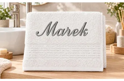 Immagine prodotto di Asciugamano in spugna a righe con nome ricamato - 50x100 cm - Bianco