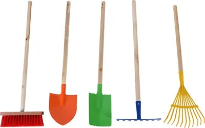 Produktbild von Gartengeräte Set 5 teilig Kinder Schaufel Besen Harke Rechen, Sandspielzeug