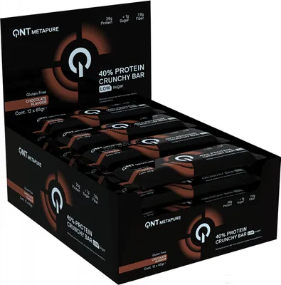Produktbild von QNT Metapure 40% Protein Crunchy Bar (12x65g) Chocolate - Riegel - Protein-Riegel