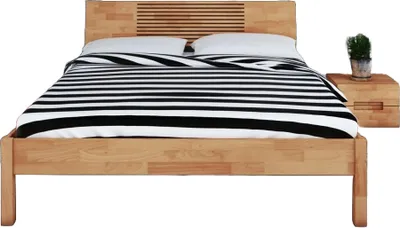 Produktbild von Bett Bento 6 Sonderlänge 120x210 Kernbuche massiv Holzkopfteil und Holzbeine