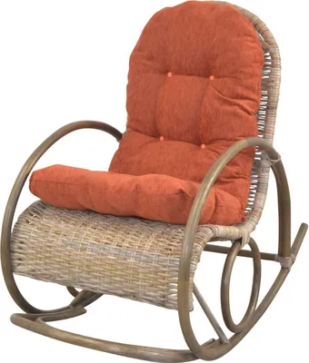 Produktbild von Schaukelstuhl Rattan mit Kissenauflage KUBU-Grau/Terra