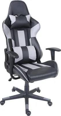 Image de Chaise de bureau HWC-F84, chaise de bureau gaming chaise de bureau pivotante, similicuir ~ noir/gris