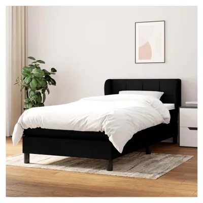 Produktbild von Lattenrost mit Matratze, Schwarz, 100 x 200 cm, Stoff, Plattformbett, mit Lattenhalter, einfache Montage, für Schlafzimmer, Erwachsene