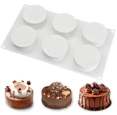 Obrázok produktu pre Silikónová forma, valcovitá, 6 priehlbín, rozmer 7 x 3 cm, s nepriľnavou povrchovou úpravou, odolná voči teplote až 230°C