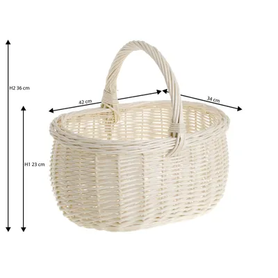 Image de Panier à provisions en osier Crème 42x34 H23/36 cm
