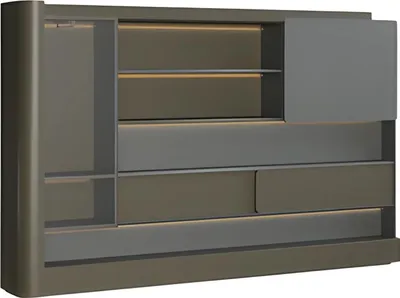 Produktbild von Büroschrank Regalwand Modern Schwarz Grau LED Beleuchtung Aktenschrank Stauraum