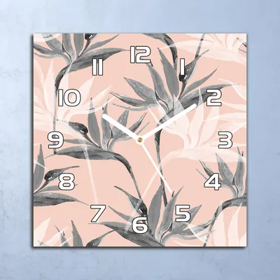 Produktbild von Deko Glasuhr Wanduhr 30x30 Rosa Vogel Paradies Quarz Küchenuhr Bürouhr