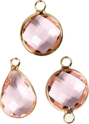 Image de 6 pendentifs bijoux 15 à 20 cm - rose et or