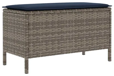 Image de Pouf de jardin gris et bleu marine 80 x 38 x 42 cm en rotin PE