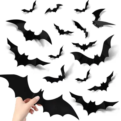 Obrázok produktu pre Halloweenská 3D dekorácia – party sada 72 ks nálepiek s motívom netopierov, vodovzdorné
