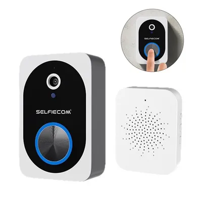 Produktbild von Kabellose WLAN Türklingel mit Kamera, HD Video, Nachtsicht, Bewegungssensor, Gegensprechfunktion, Cloudspeicher, einfache Montage (Weiß)