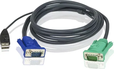Zdjęcie produktu dla ATEN 2L-5202U, 1,8 m, VGA, Czarny, HDB-15 + USB A, SPHD-15, Męska