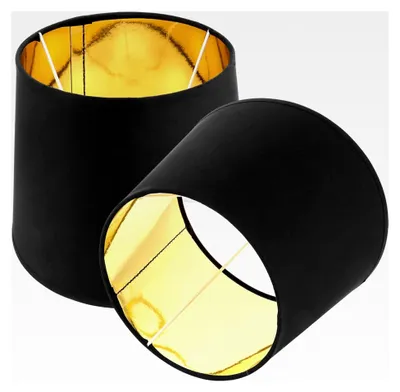 Produktbild von 2 Stück Tischlampenschirme E27, Lampenschirme für Tischlampen Set 21 x 16 x 16,5 cm, Stofflampenschirm für Tischlampen, Schwarz-Gold
